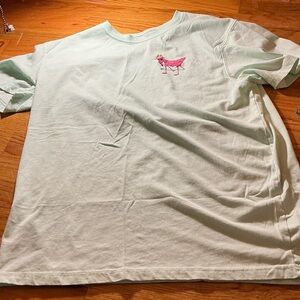 Light Green Short Sleeve Tee with Pink Detail